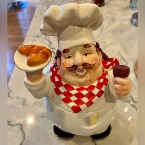 Charming Chef Cookie Jar with Red Accents